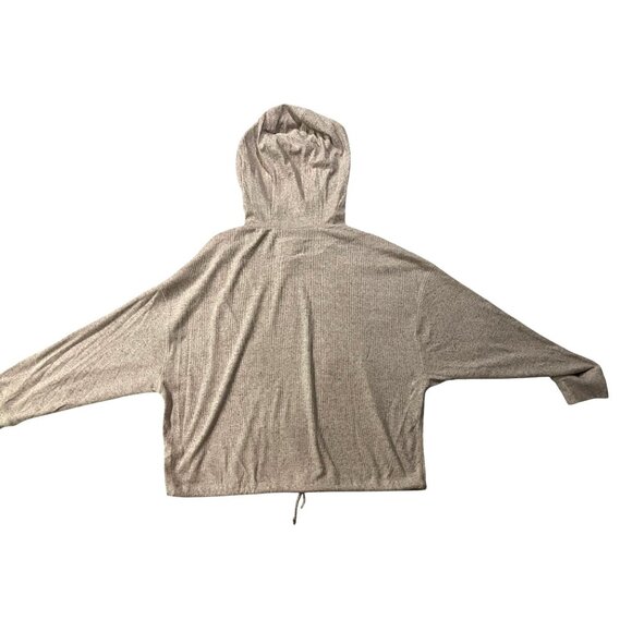 Chaser Oatmeal Hooded Pullover Crop Top With Drawstring Hem Large - Picture 1 of 10